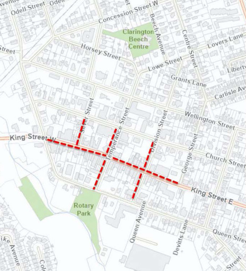 Map showing the key road closures.