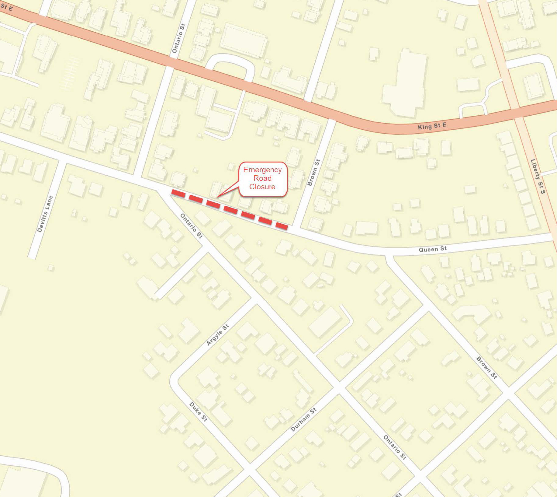 Map of key road closure.