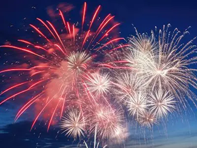 Fireworks exploding in the air.