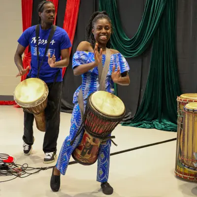 Ngoma Dance and Drum Ensemble performs at the 2026 Black Vendor Village.