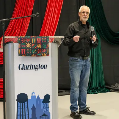 Mayor Adrian Foster gives opening remarks at the 2026 Black Vendor Village.