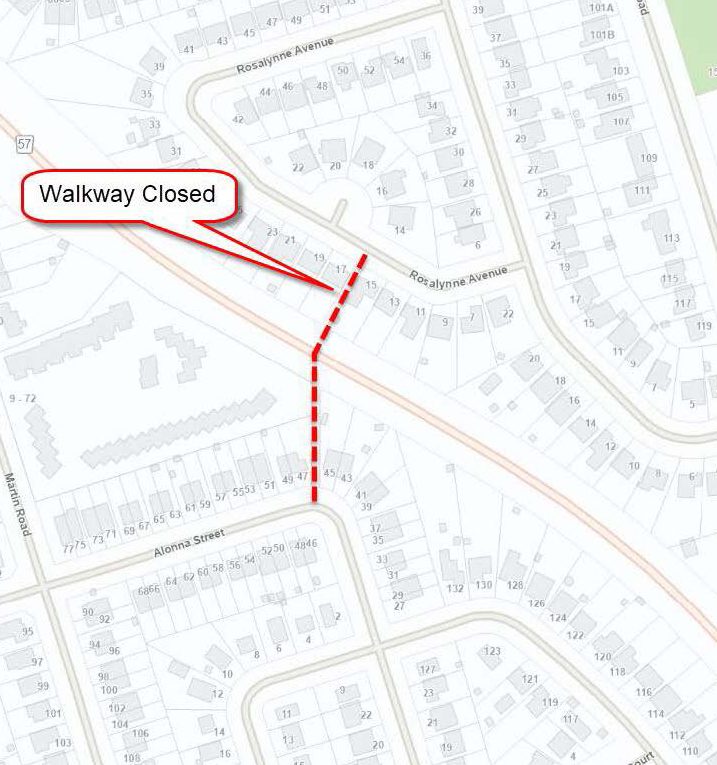 Map showing the pedestrian tunnel closure