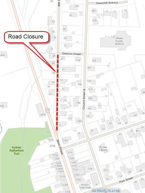 Map showing key road closures.