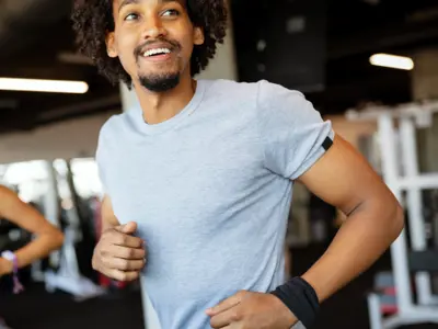 Man running on the treadmill.