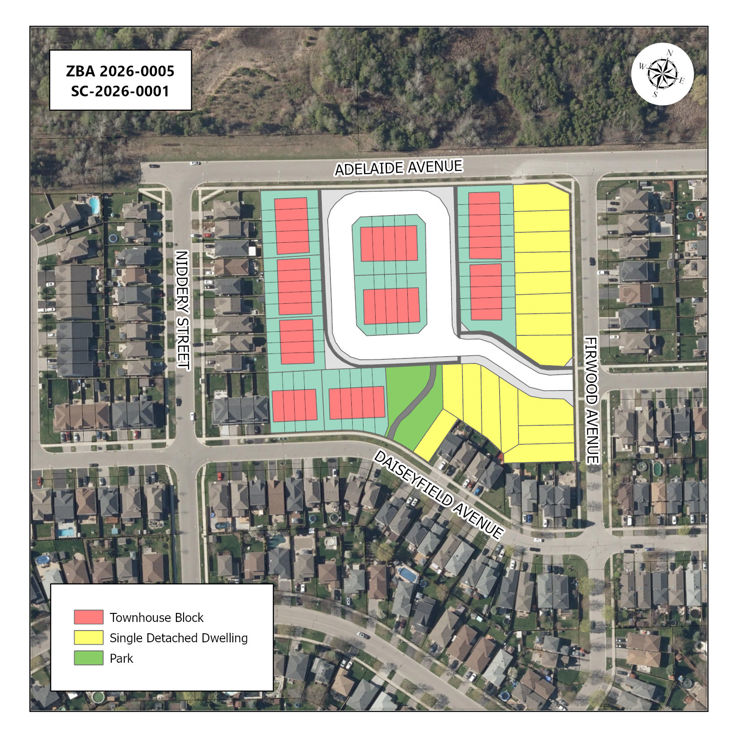 Map showing proposed development area.