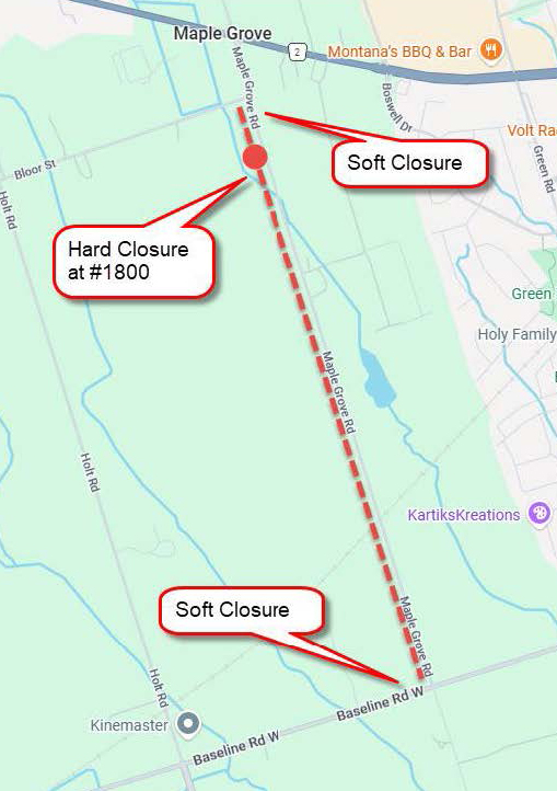 Map showing key road closures.